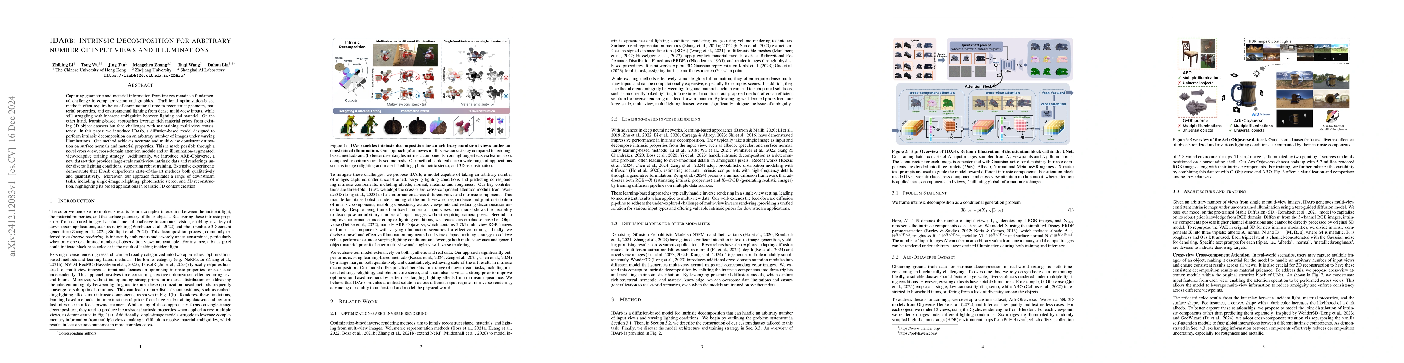 Thumbnail for IDArb: Intrinsic Decomposition for Arbitrary Number of Input Views and
  Illuminations