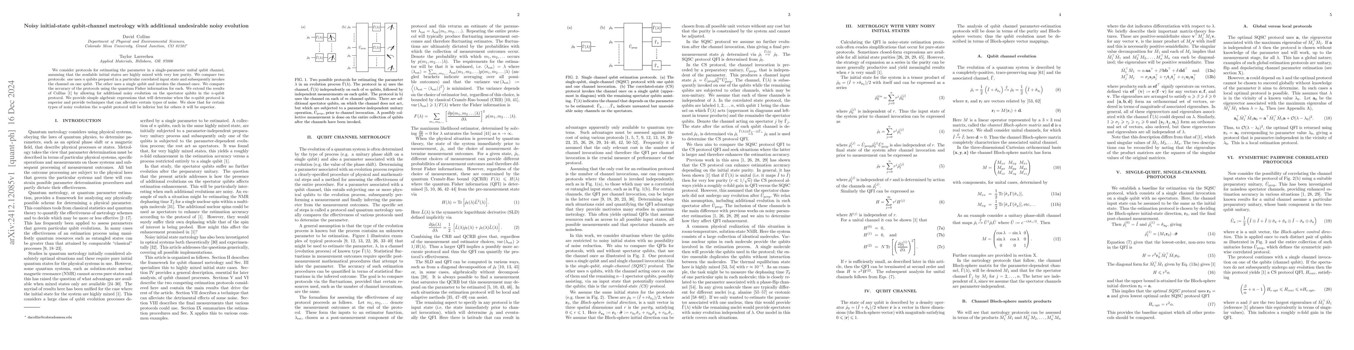 Thumbnail for Noisy initial-state qubit-channel metrology with additional undesirable
  noisy evolution