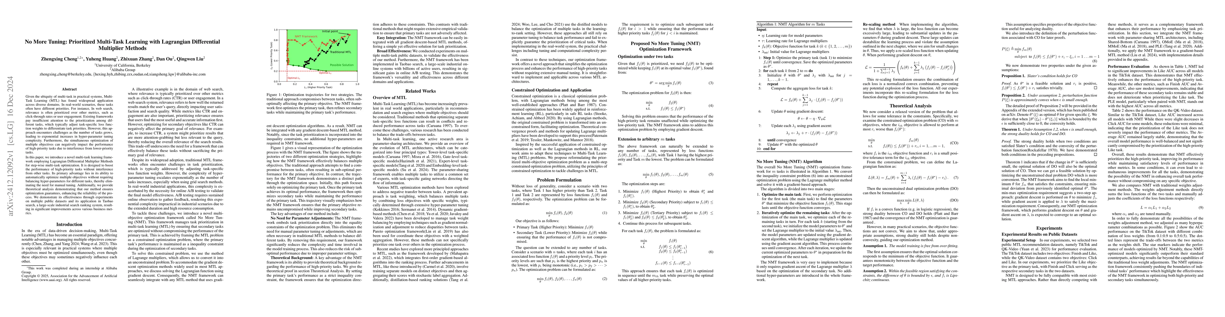 Thumbnail for No More Tuning: Prioritized Multi-Task Learning with Lagrangian
  Differential Multiplier Methods