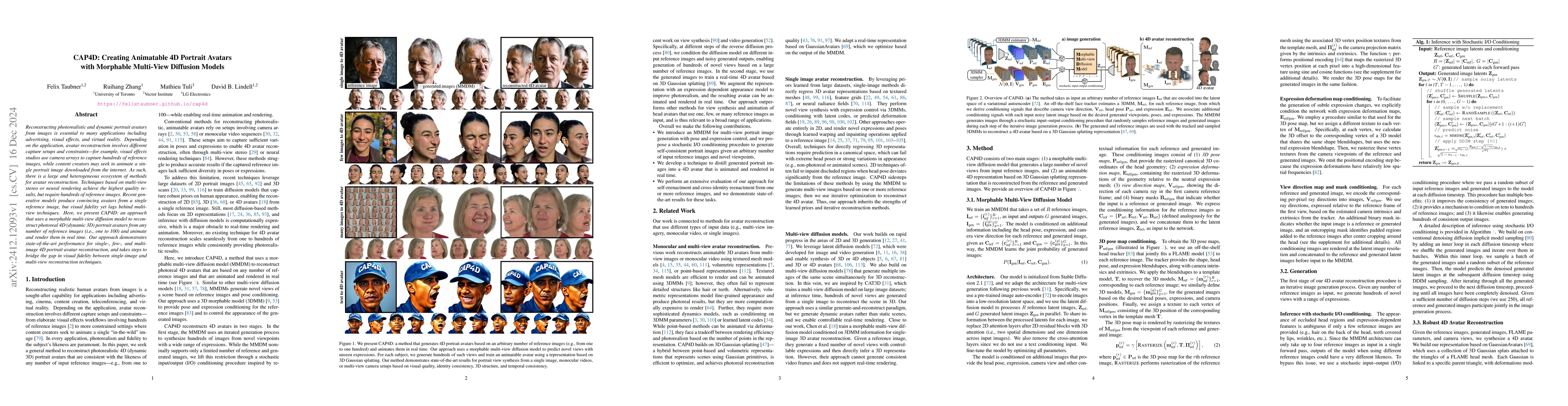 Thumbnail for CAP4D: Creating Animatable 4D Portrait Avatars with Morphable Multi-View
  Diffusion Models