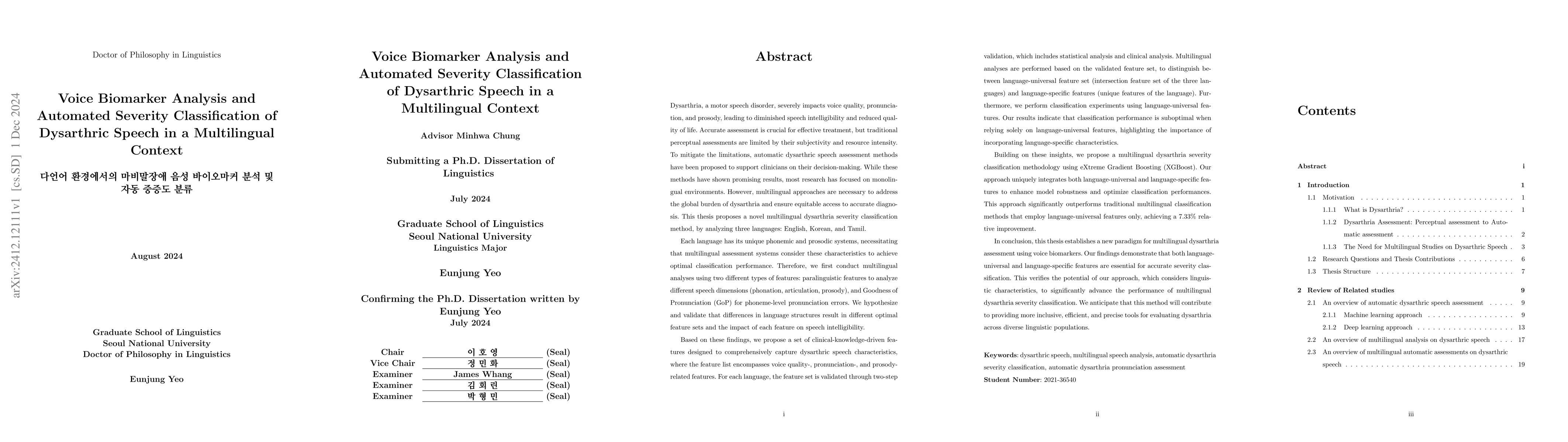 Thumbnail for Voice Biomarker Analysis and Automated Severity Classification of
  Dysarthric Speech in a Multilingual Context