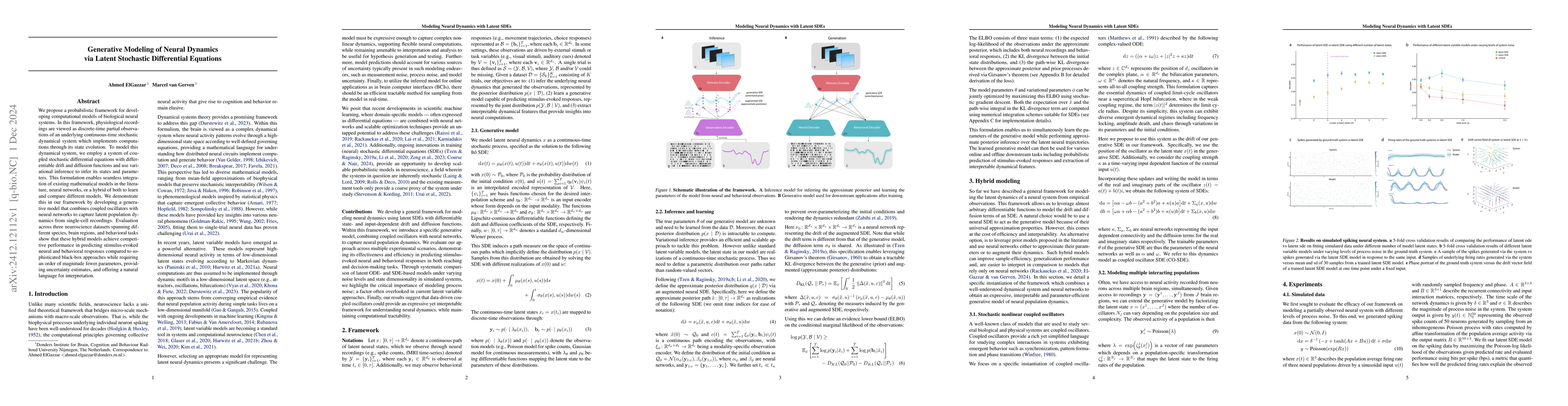 Thumbnail for Generative Modeling of Neural Dynamics via Latent Stochastic
  Differential Equations