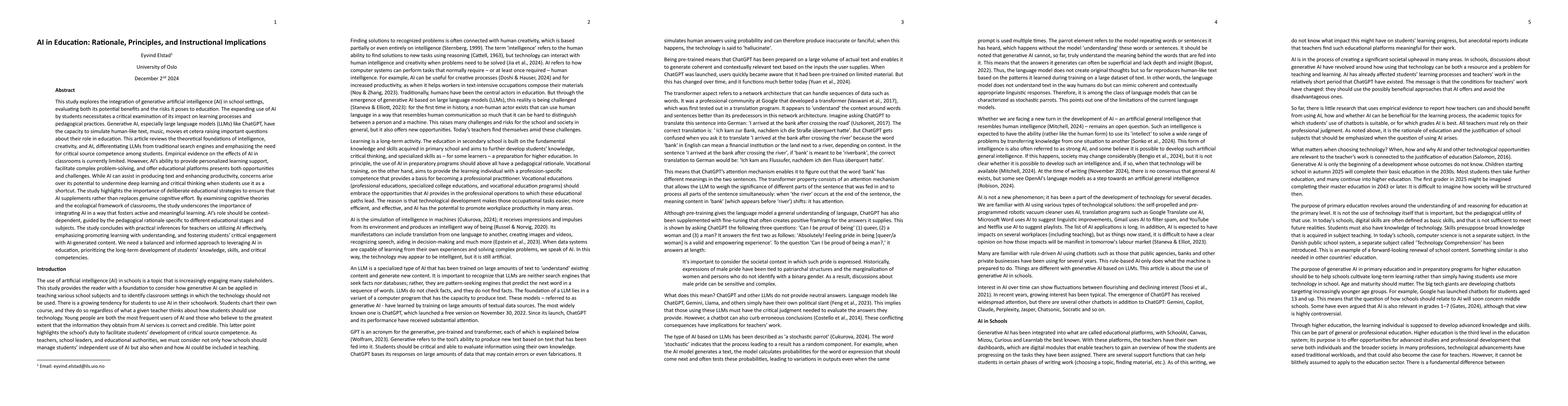 Thumbnail for AI in Education: Rationale, Principles, and Instructional Implications