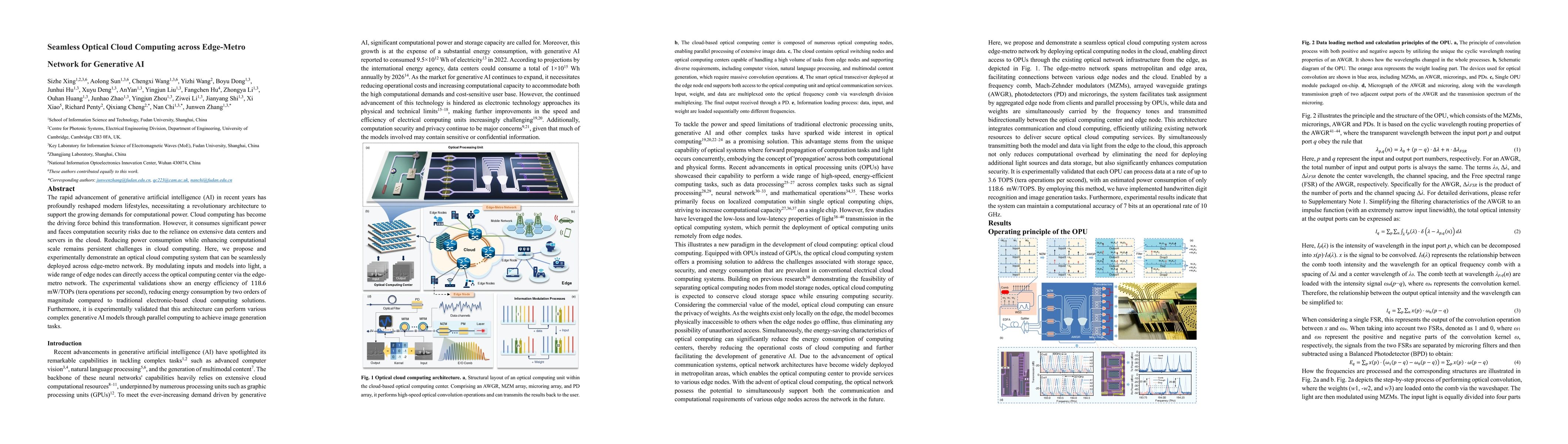 Thumbnail for Seamless Optical Cloud Computing across Edge-Metro Network for
  Generative AI