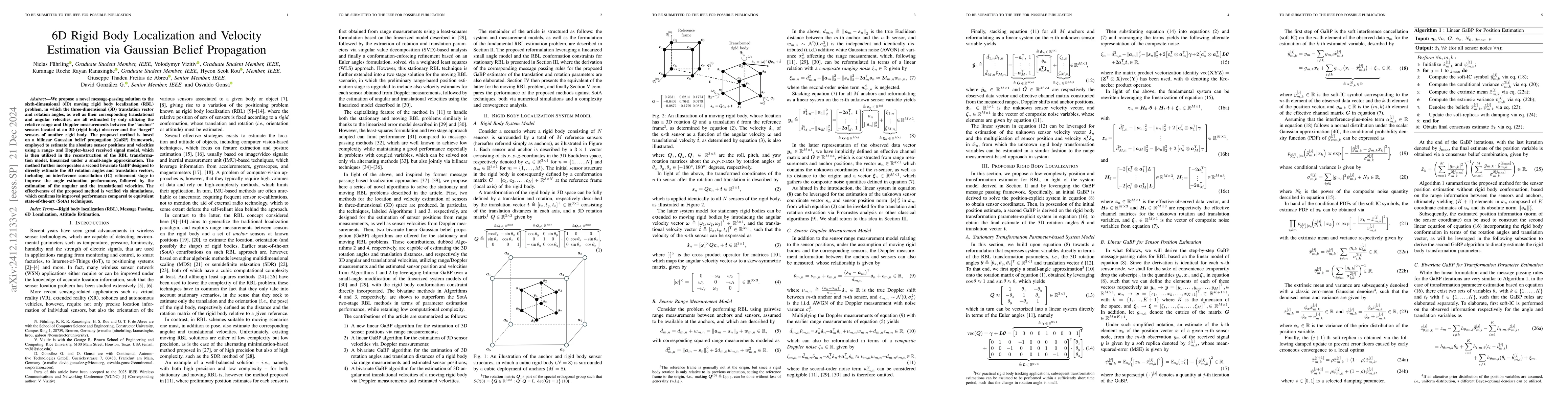 Thumbnail for 6D Rigid Body Localization and Velocity Estimation via Gaussian Belief
  Propagation