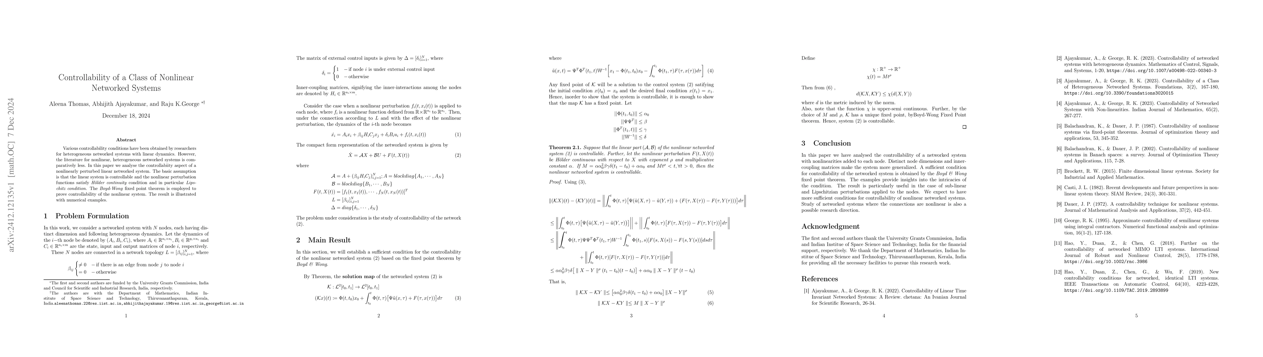 Thumbnail for Controllability of a Class of Nonlinear Networked Systems