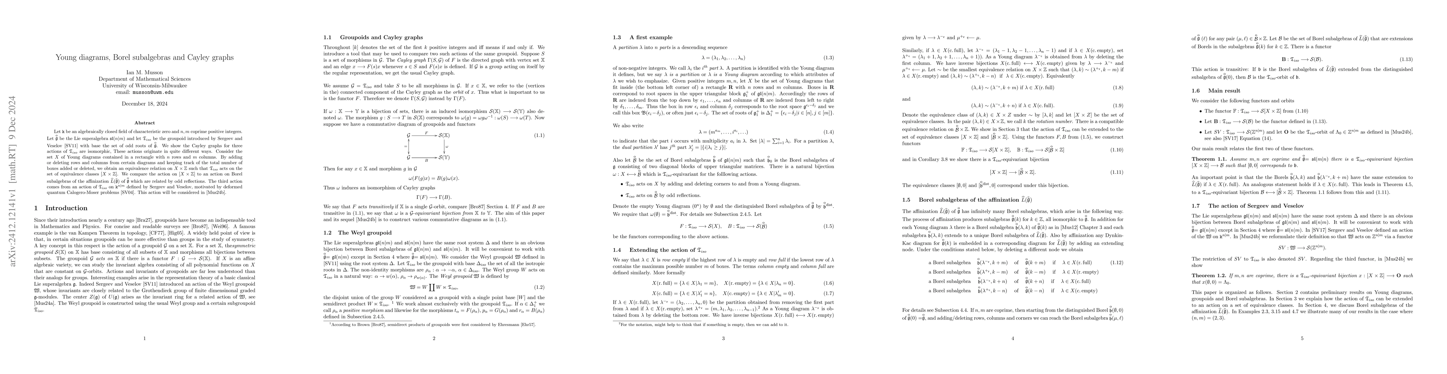 Thumbnail for Young diagrams, Borel subalgebras and Cayley graphs