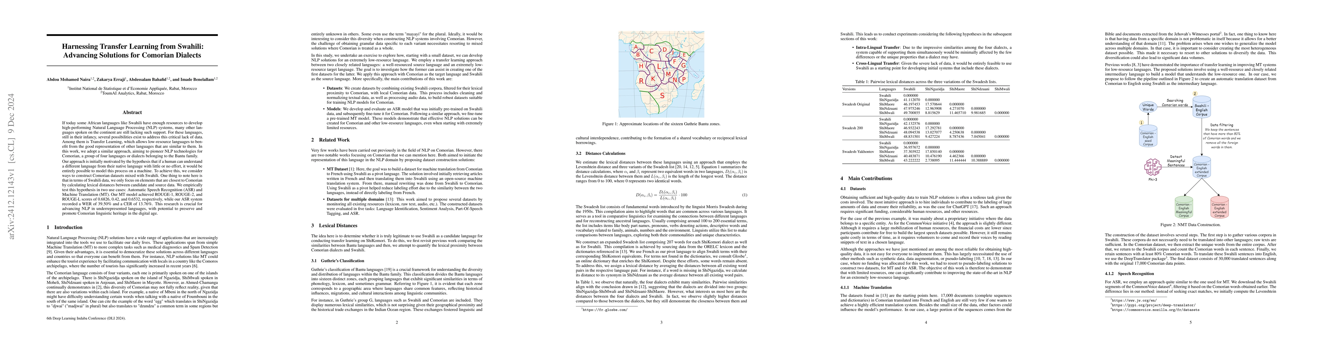 Thumbnail for Harnessing Transfer Learning from Swahili: Advancing Solutions for
  Comorian Dialects