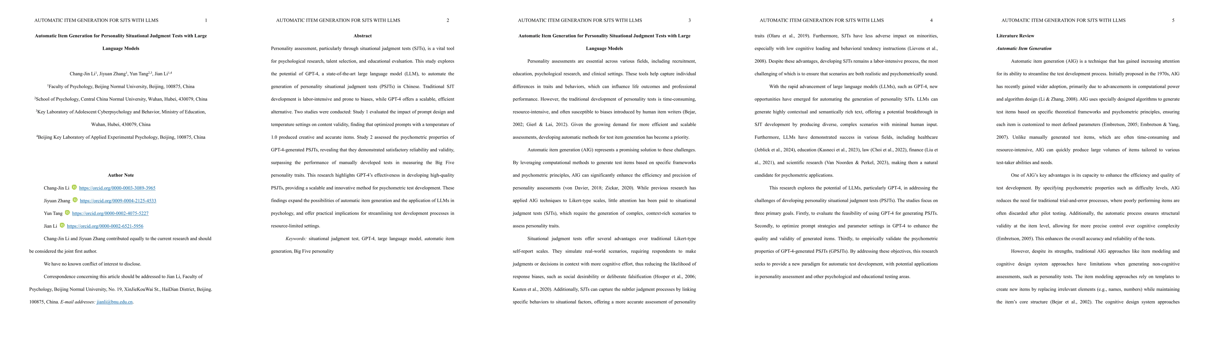 Thumbnail for Automatic Item Generation for Personality Situational Judgment Tests
  with Large Language Models