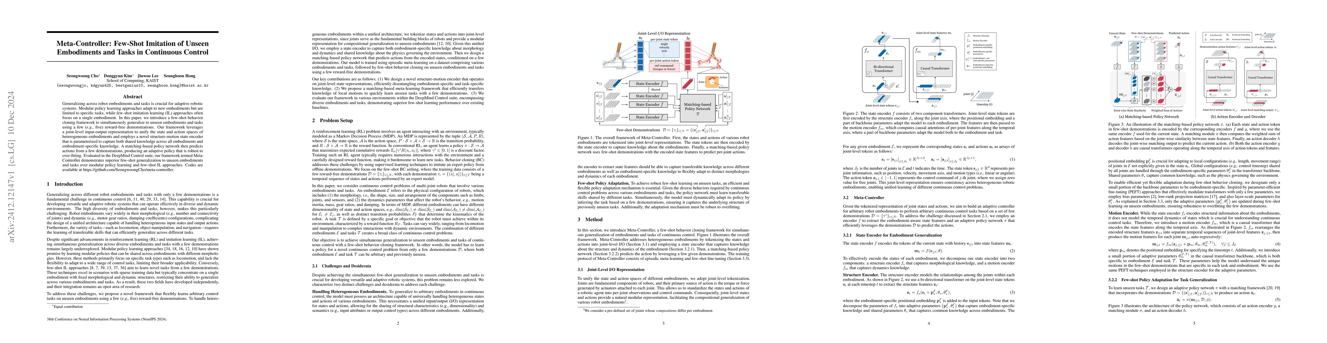 Thumbnail for Meta-Controller: Few-Shot Imitation of Unseen Embodiments and Tasks in
  Continuous Control