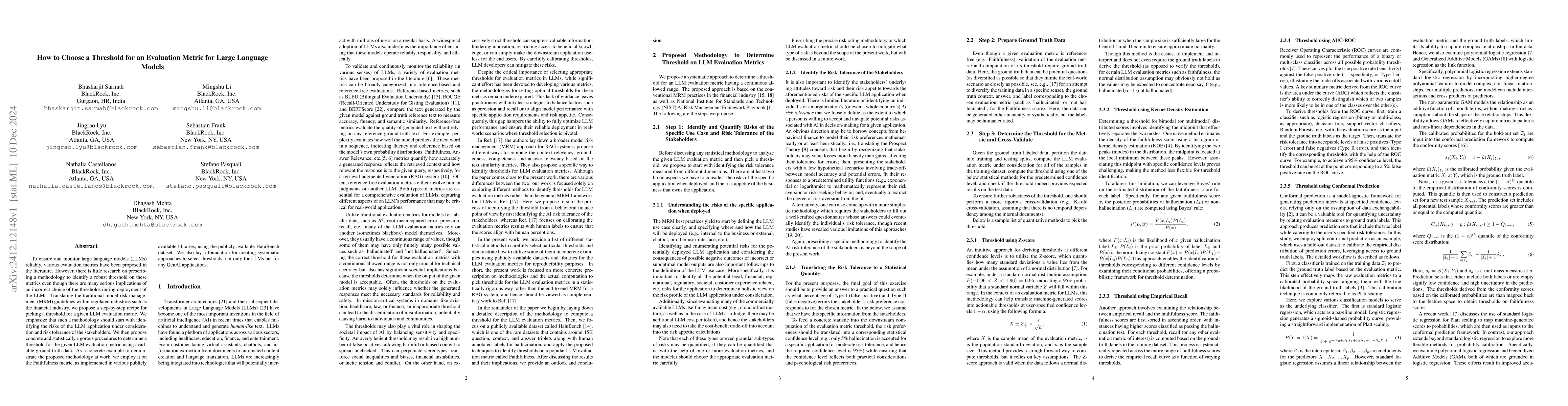Thumbnail for How to Choose a Threshold for an Evaluation Metric for Large Language
  Models