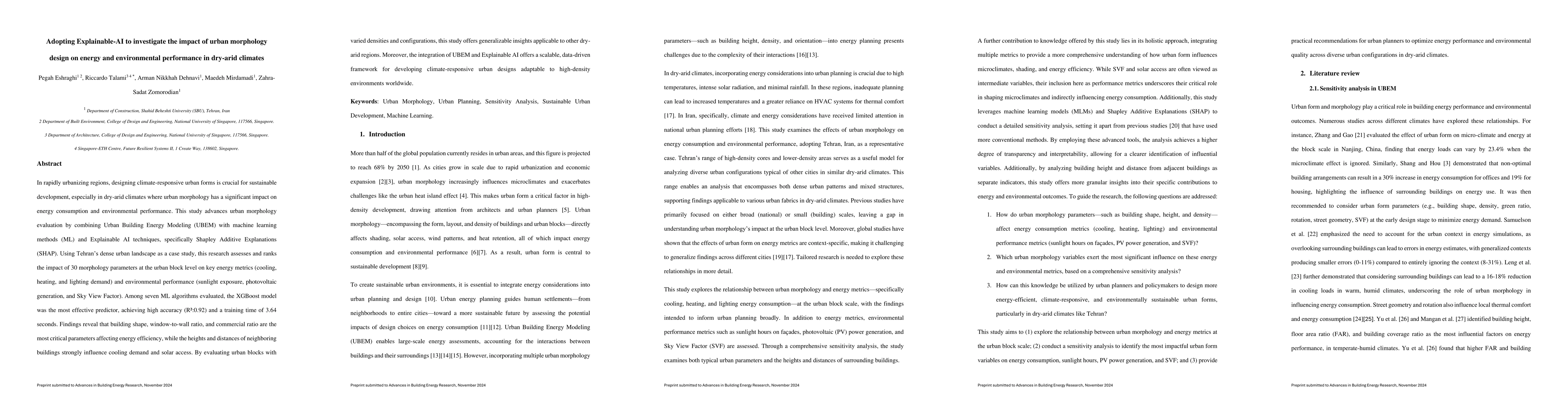 Thumbnail for Adopting Explainable-AI to investigate the impact of urban morphology
  design on energy and environmental performance in dry-arid climates