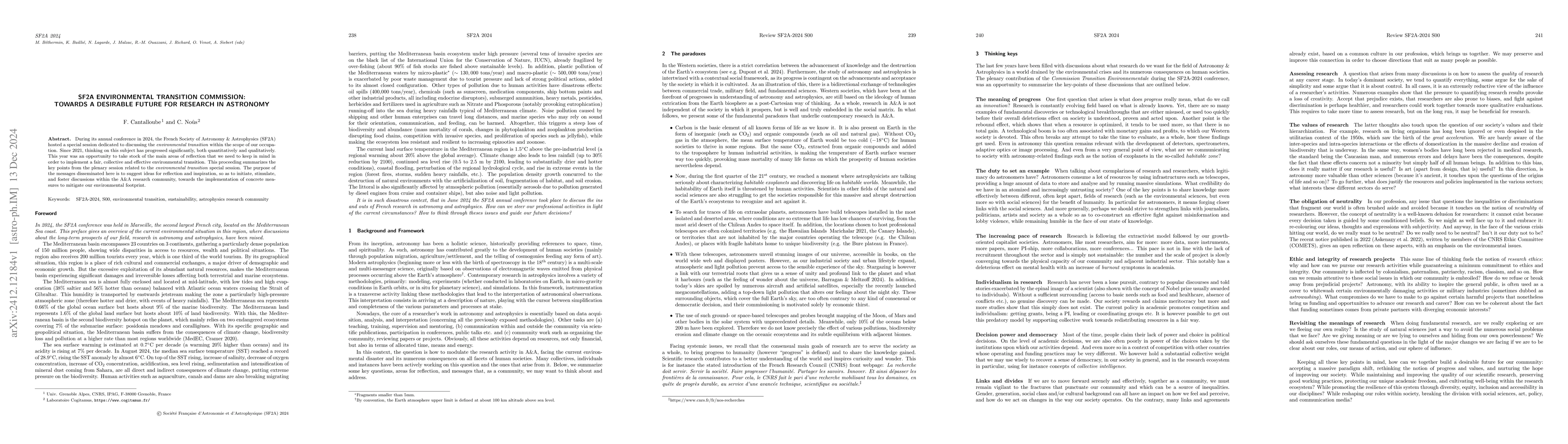 Thumbnail for SF2A Environmental Transition Commission: Towards a desirable future for
  research in astronomy