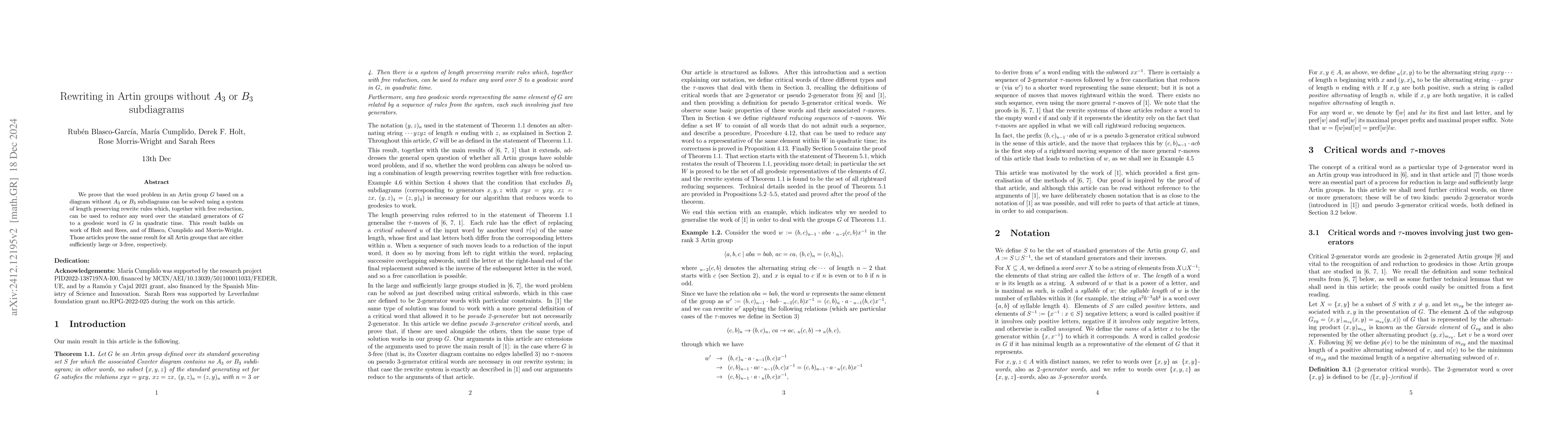 Thumbnail for Rewriting in Artin groups without A_3 or B_3 subdiagrams