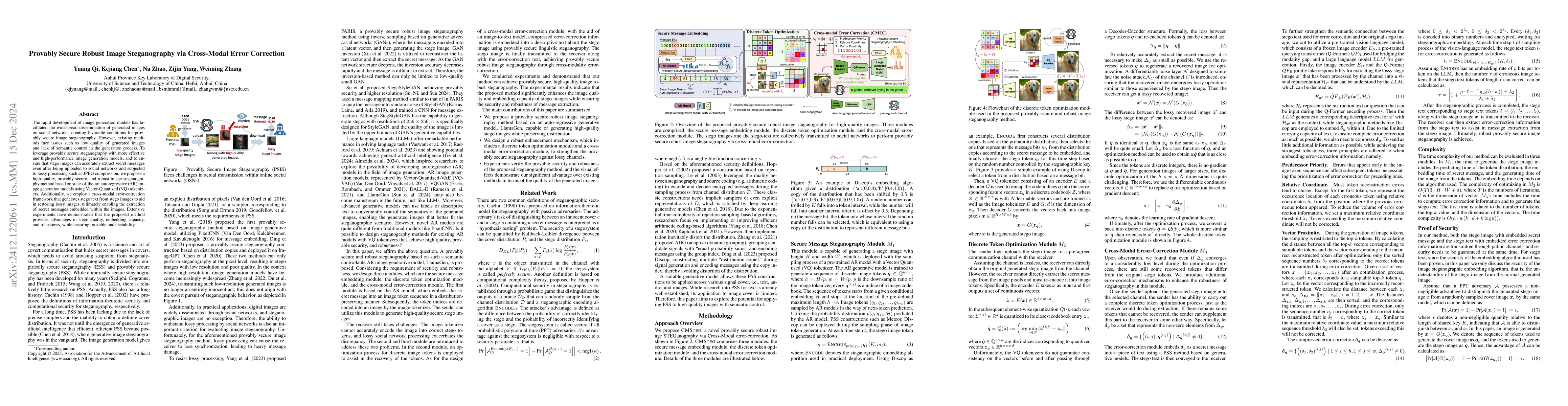 Thumbnail for Provably Secure Robust Image Steganography via Cross-Modal Error
  Correction
