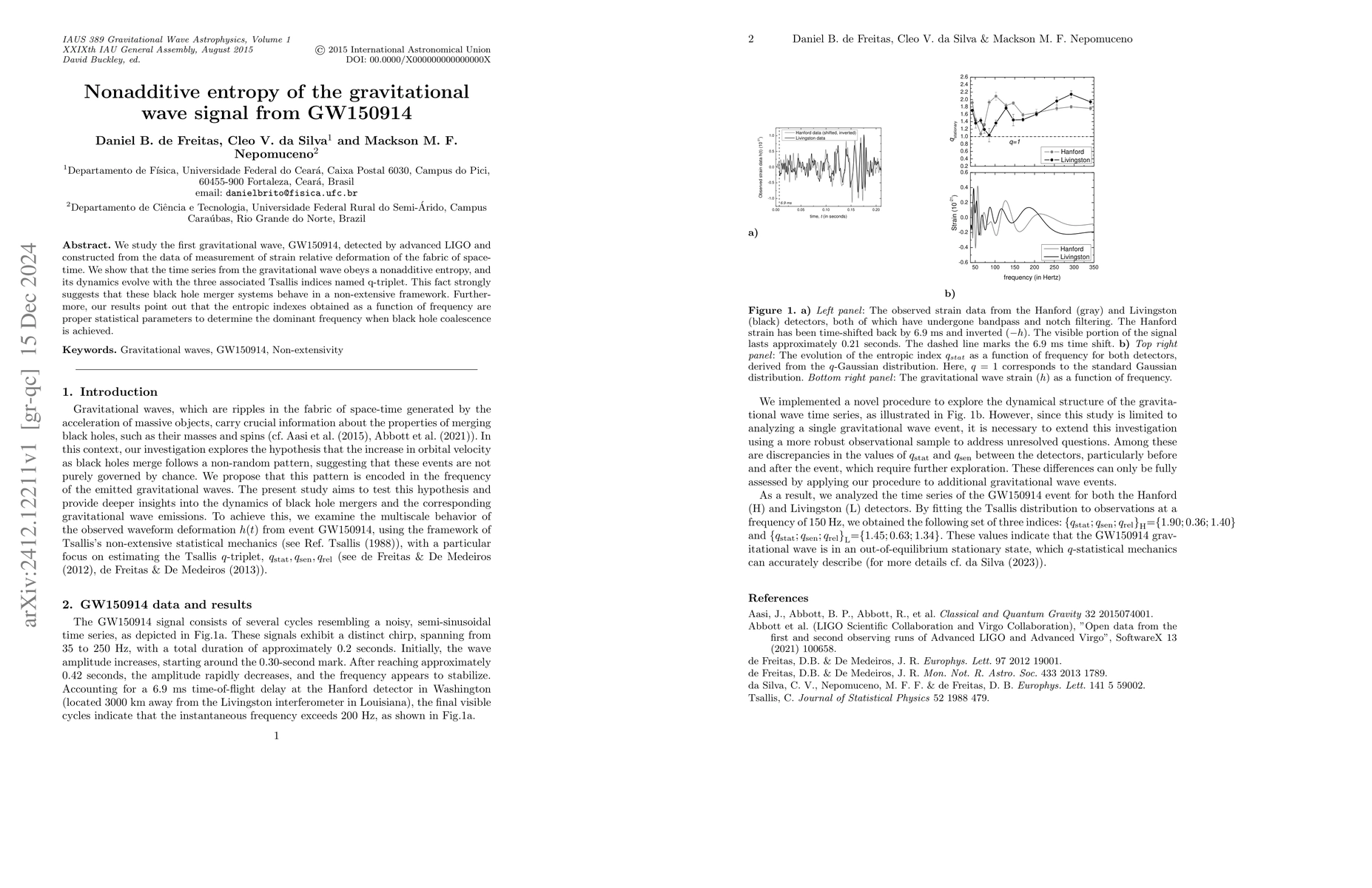 Thumbnail for Nonadditive entropy of the gravitational wave signal from GW150914