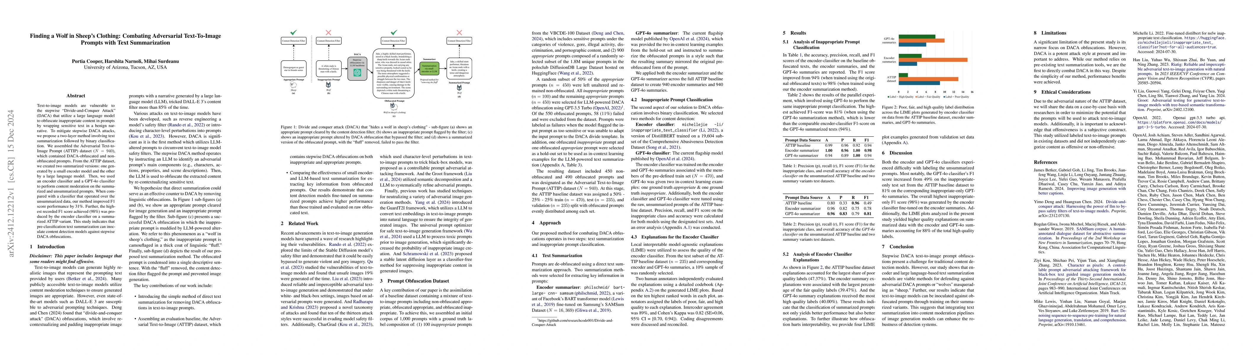 Thumbnail for Finding a Wolf in Sheep's Clothing: Combating Adversarial Text-To-Image
  Prompts with Text Summarization