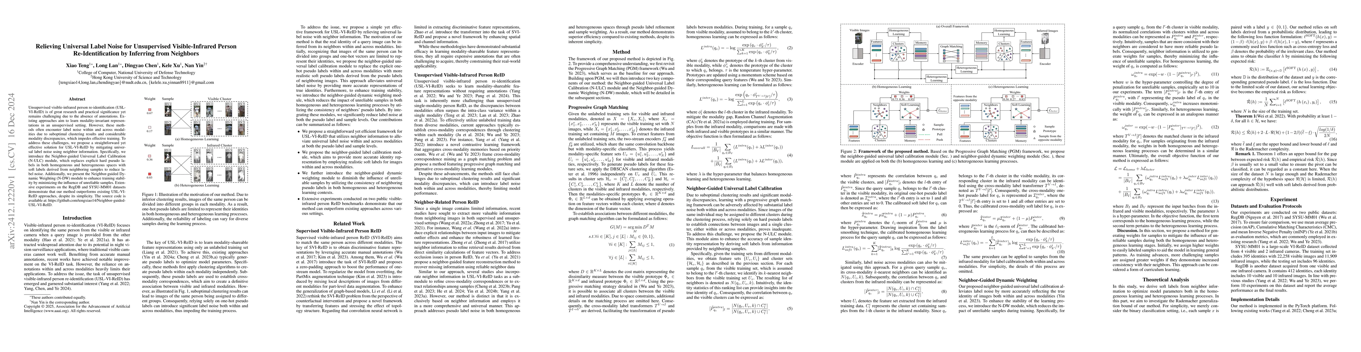 Thumbnail for Relieving Universal Label Noise for Unsupervised Visible-Infrared Person
  Re-Identification by Inferring from Neighbors