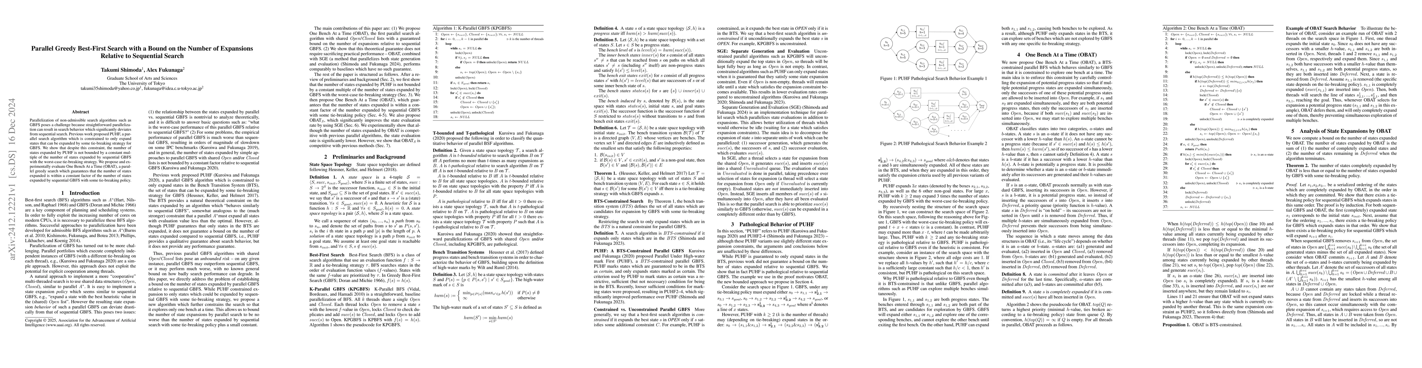 Thumbnail for Parallel Greedy Best-First Search with a Bound on the Number of
  Expansions Relative to Sequential Search