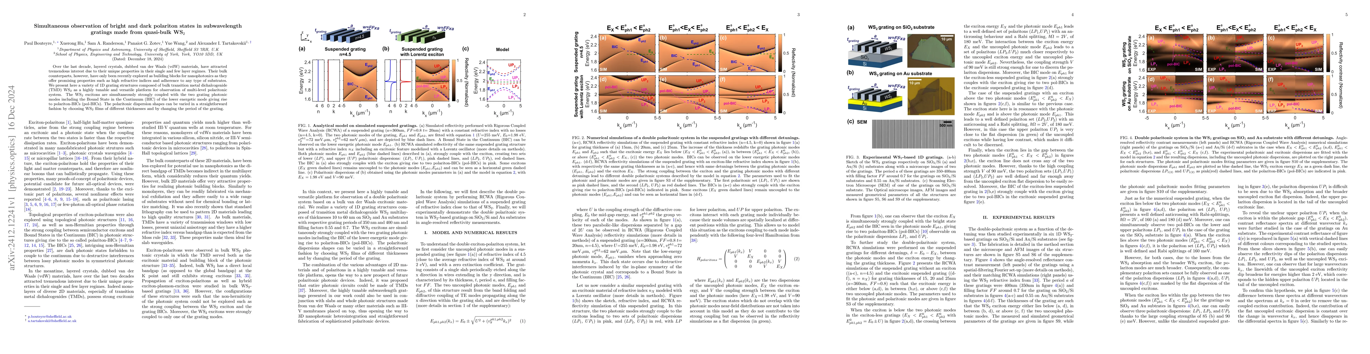 Thumbnail for Simultaneous observation of bright and dark polariton states in
  subwavelength gratings made from quasi-bulk WS$_2$