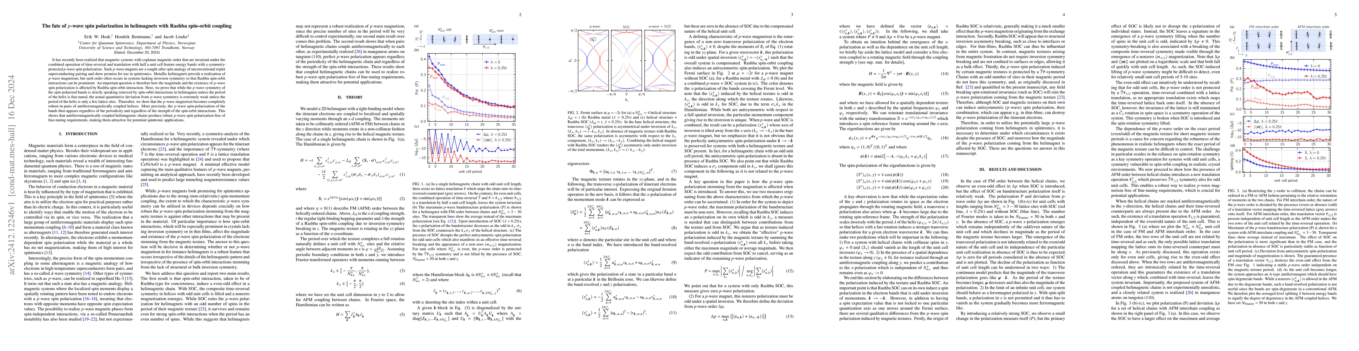 Thumbnail for The fate of $p$-wave spin polarization in helimagnets with Rashba
  spin-orbit coupling