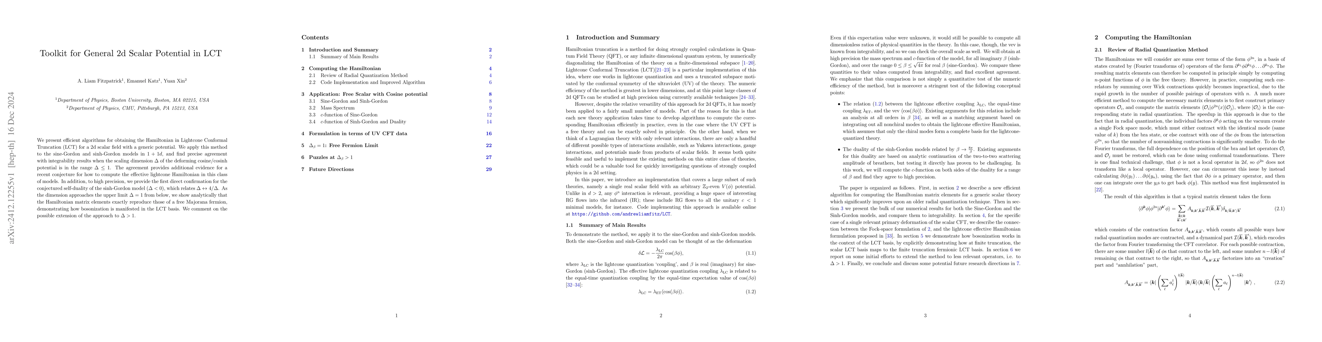 Thumbnail for Toolkit for General 2d Scalar Potential in LCT