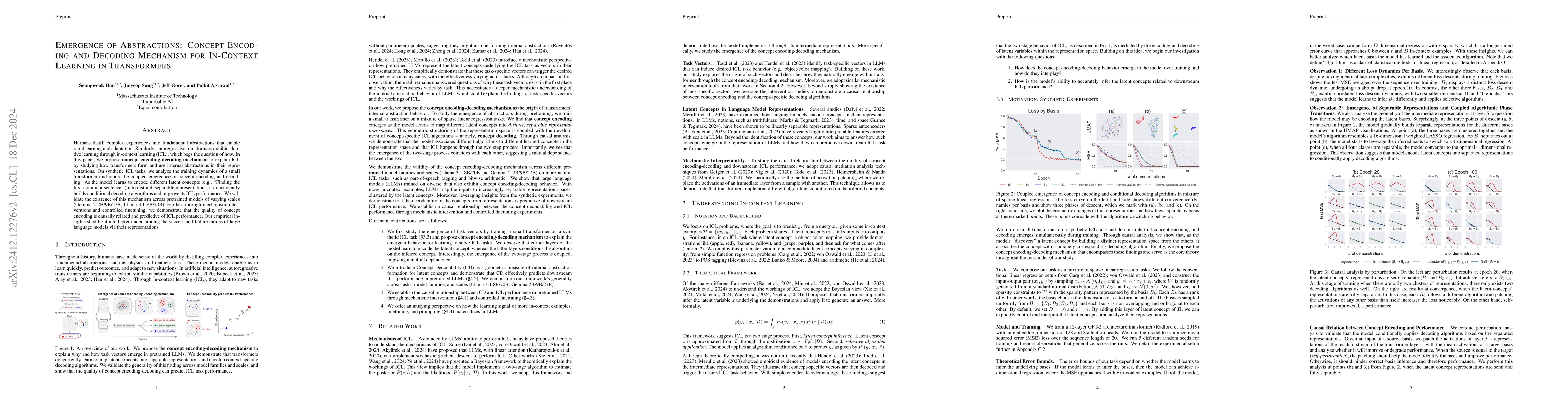 Thumbnail for Emergence of Abstractions: Concept Encoding and Decoding Mechanism for
  In-Context Learning in Transformers