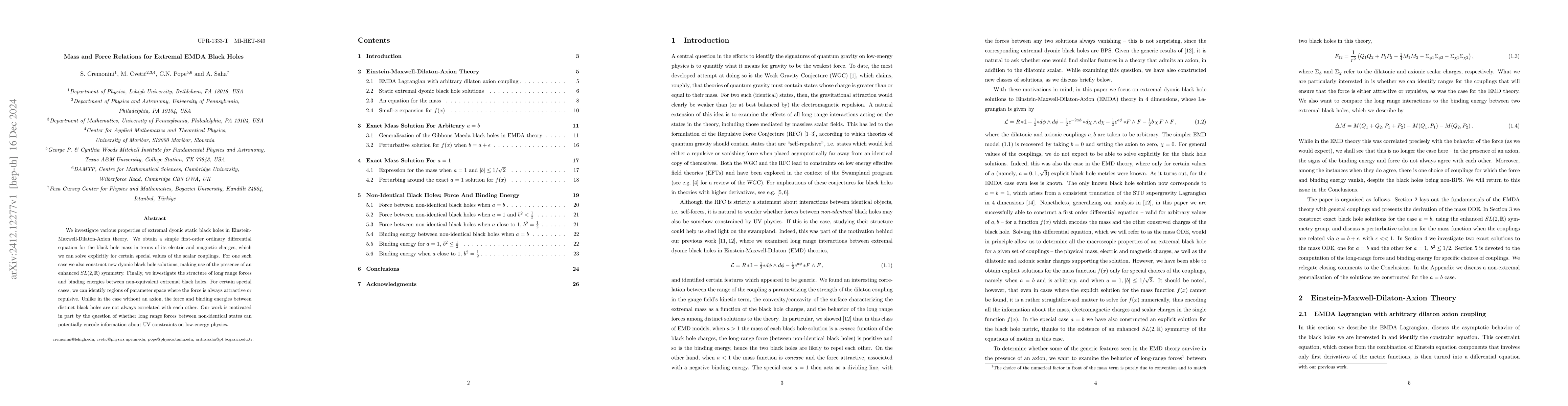 Thumbnail for Mass and Force Relations for Extremal EMDA Black Holes