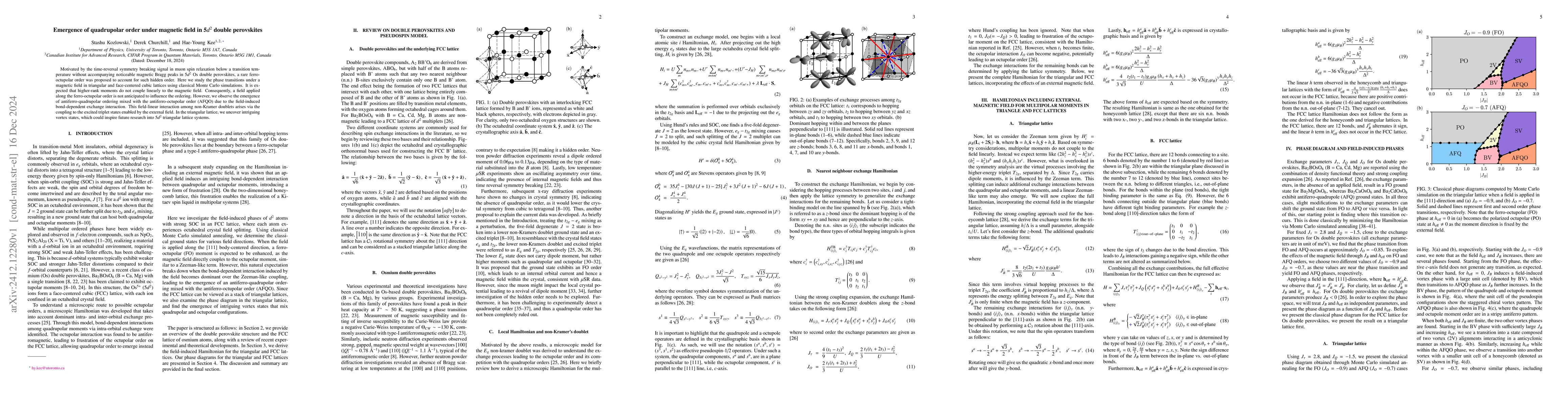 Thumbnail for Emergence of quadrupolar order under magnetic field in $5d^2$ double
  perovskites