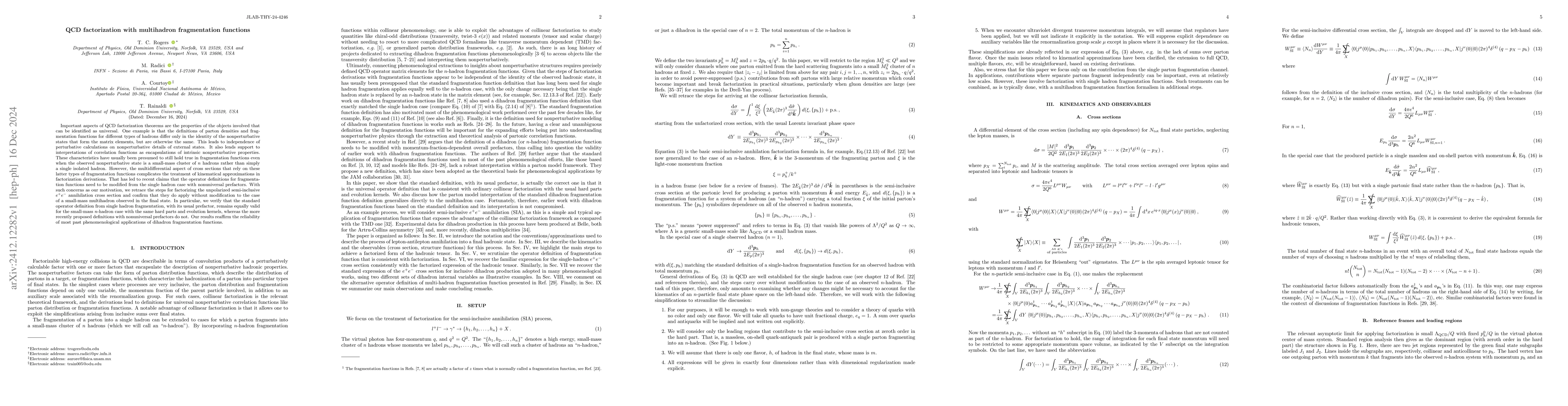 Thumbnail for QCD factorization with multihadron fragmentation functions