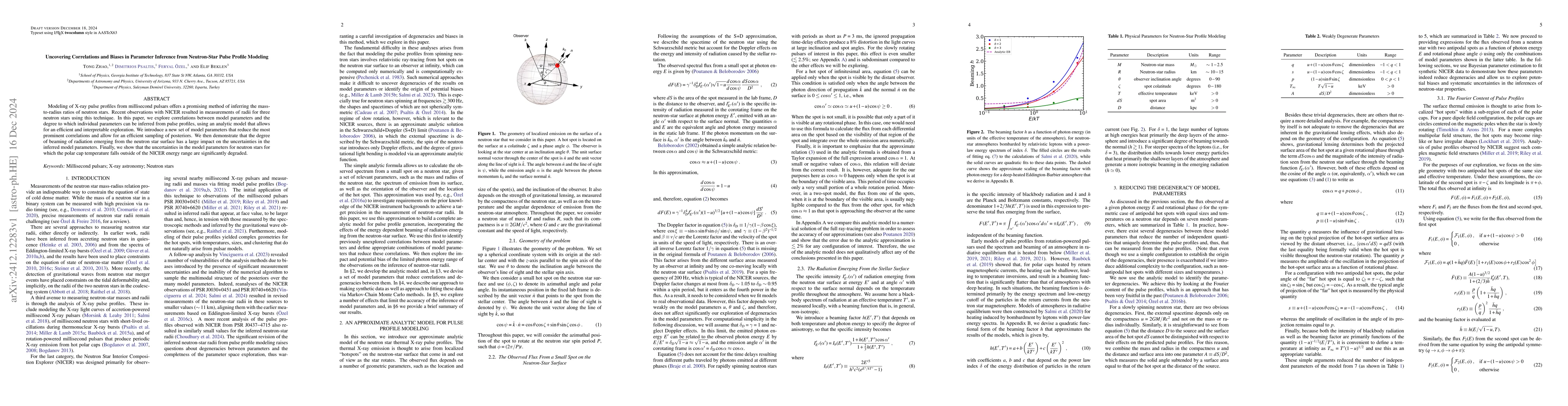 Thumbnail for Uncovering Correlations and Biases in Parameter Inference from
  Neutron-Star Pulse Profile Modeling