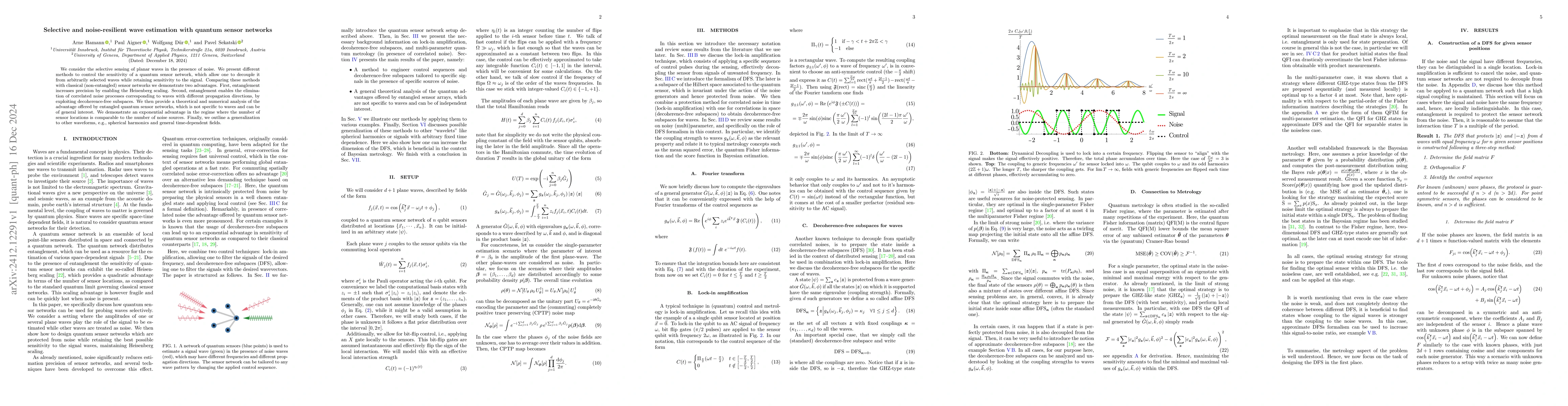 Thumbnail for Selective and noise-resilient wave estimation with quantum sensor
  networks