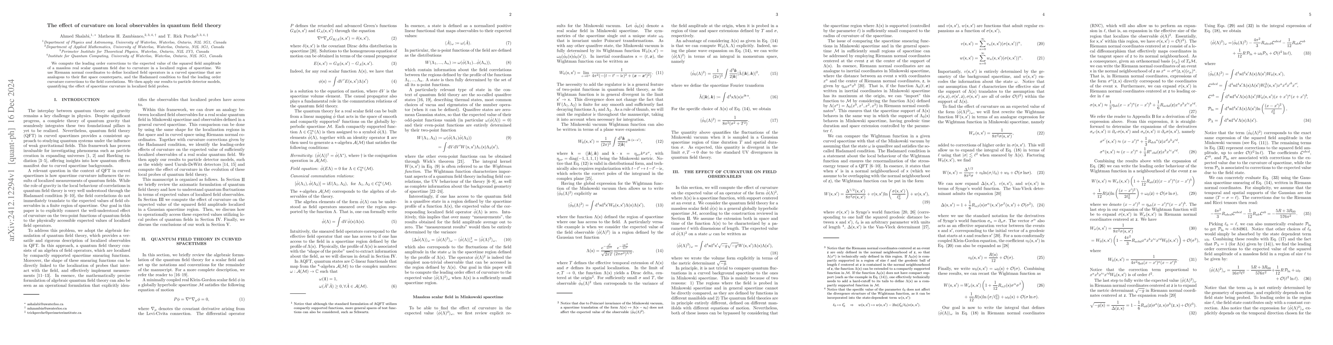 Thumbnail for The effect of curvature on local observables in quantum field theory