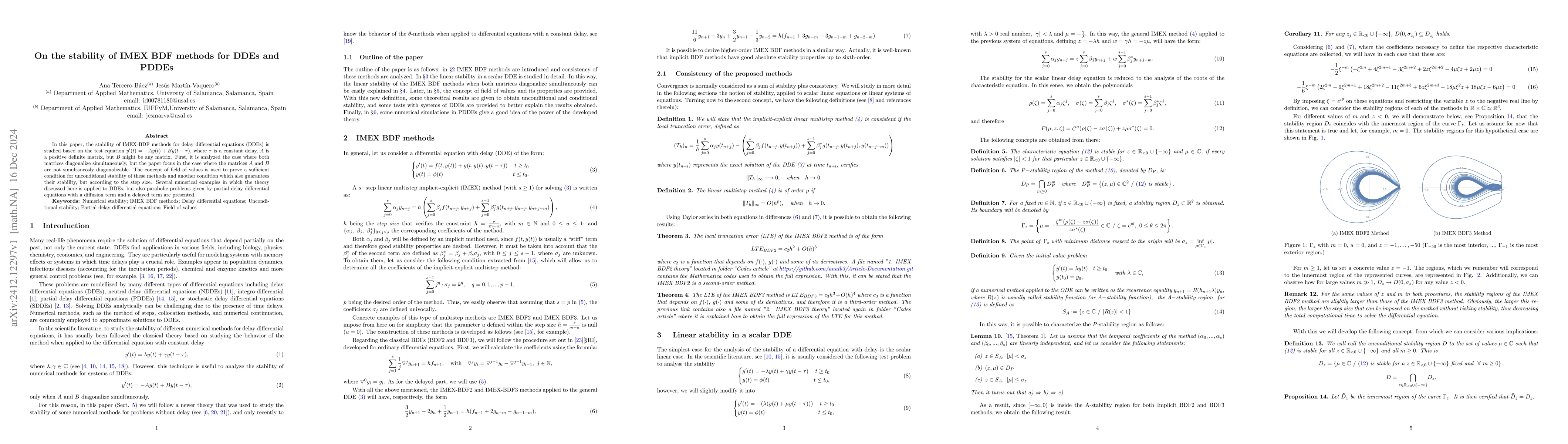 Thumbnail for On the stability of IMEX BDF methods for DDEs and PDDEs