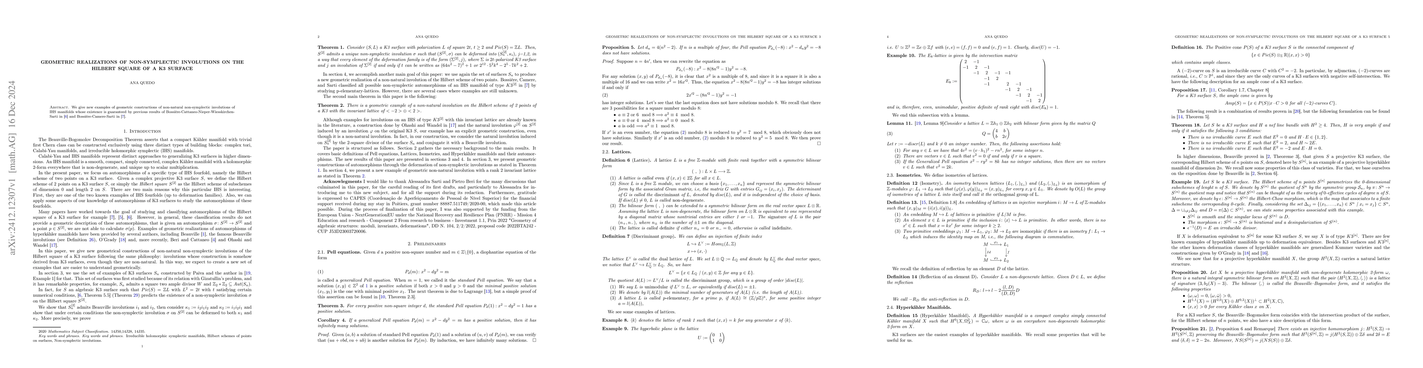 Thumbnail for Geometric realizations of non-symplectic involutions on the Hilbert
  square of a K3 surface