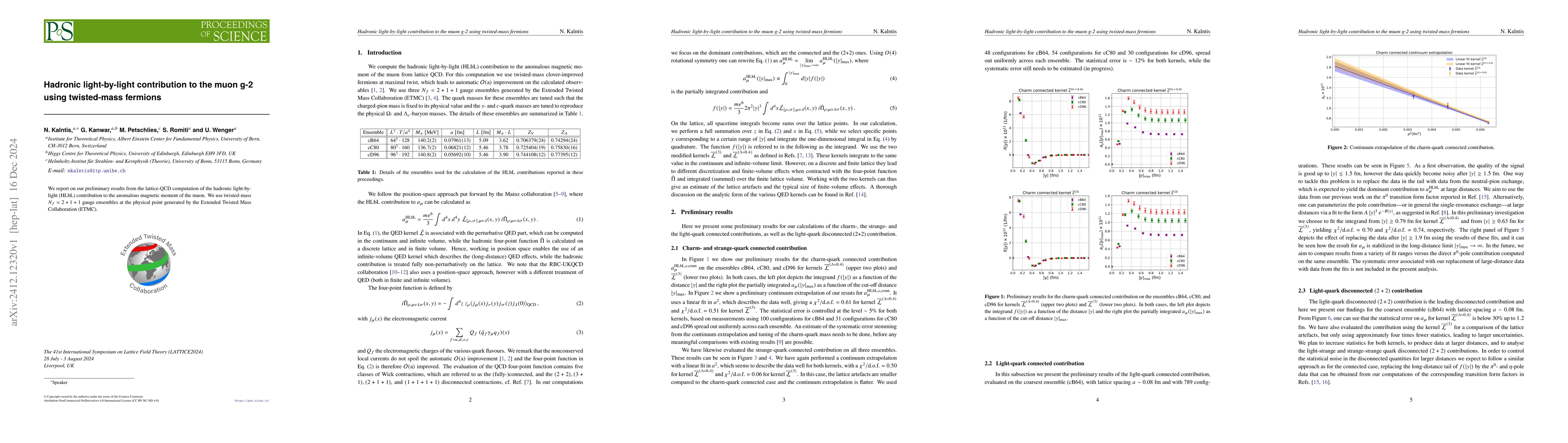 Thumbnail for Hadronic light-by-light contribution to the muon $g-2$ using
  twisted-mass fermions