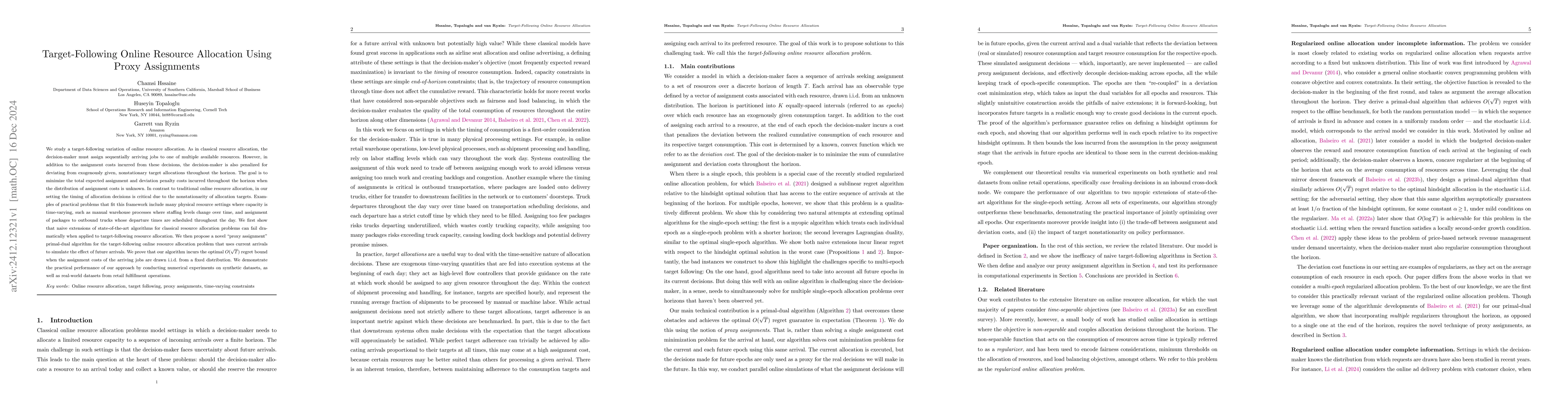 Thumbnail for Target-Following Online Resource Allocation Using Proxy Assignments