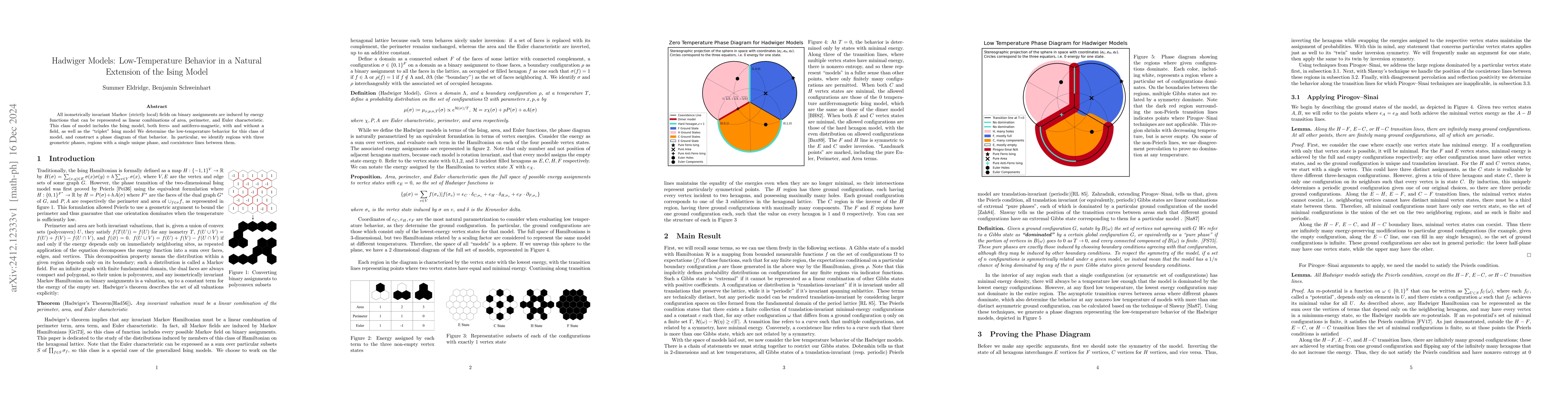 Thumbnail for Hadwiger Models: Low-Temperature Behavior in a Natural Extension of the
  Ising Model