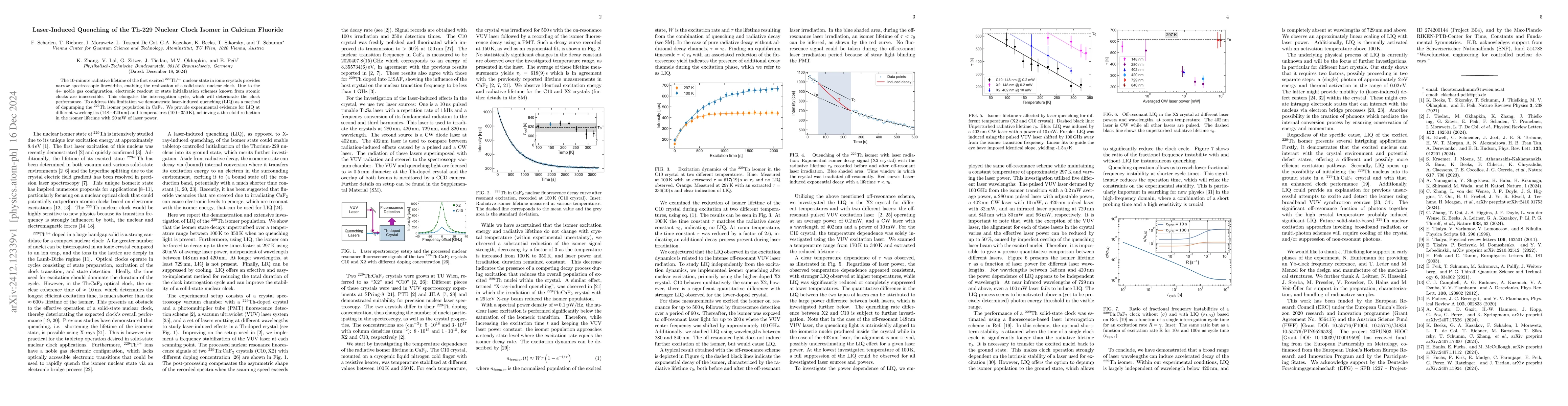 Thumbnail for Laser-Induced Quenching of the Th-229 Nuclear Clock Isomer in Calcium
  Fluoride