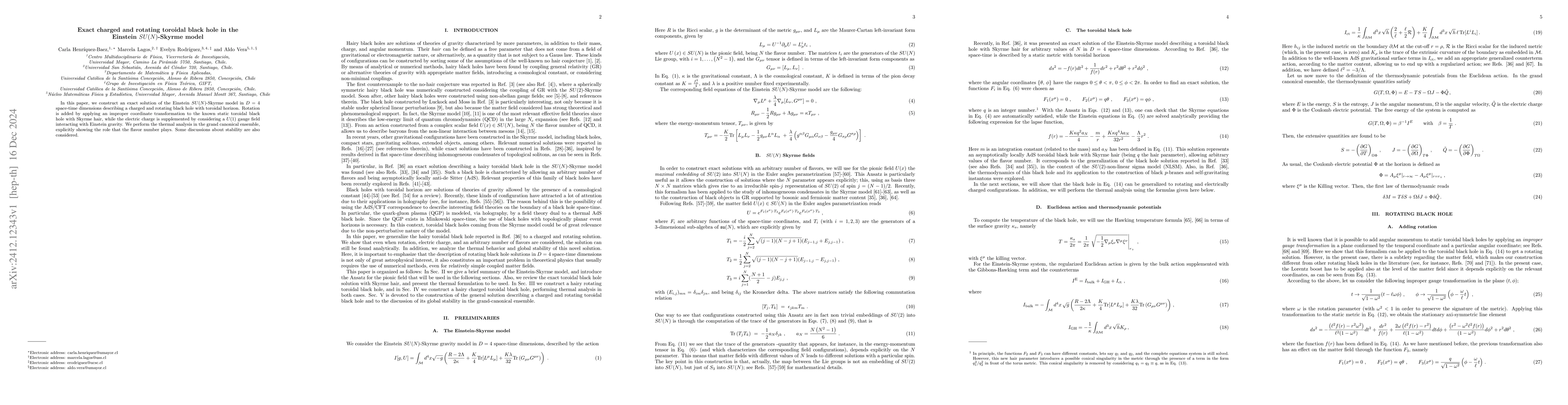 Thumbnail for Exact charged and rotating toroidal black hole in the Einstein
  $SU(N)$-Skyrme model