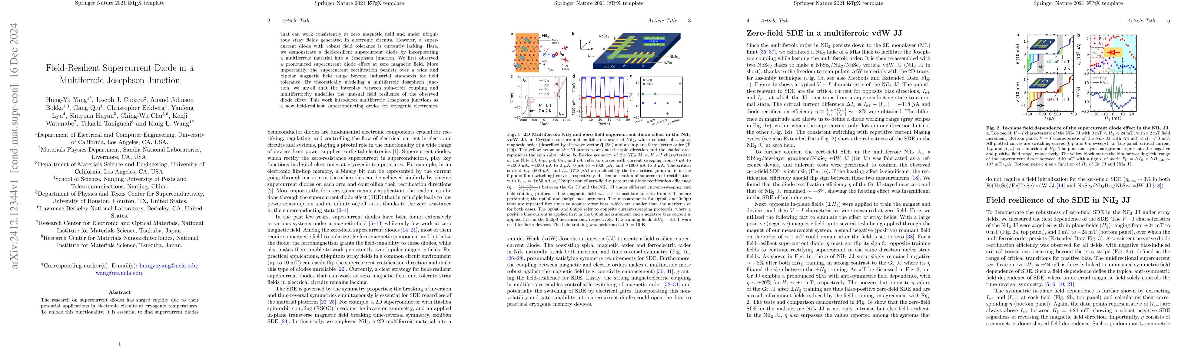 Thumbnail for Field-Resilient Supercurrent Diode in a Multiferroic Josephson Junction