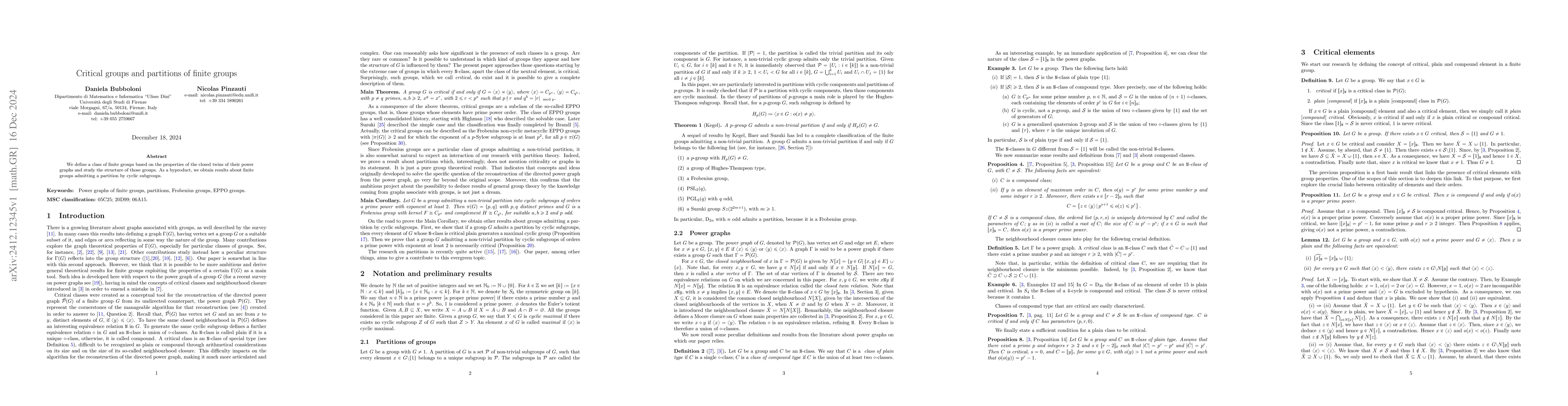 Thumbnail for Critical groups and partitions of finite groups