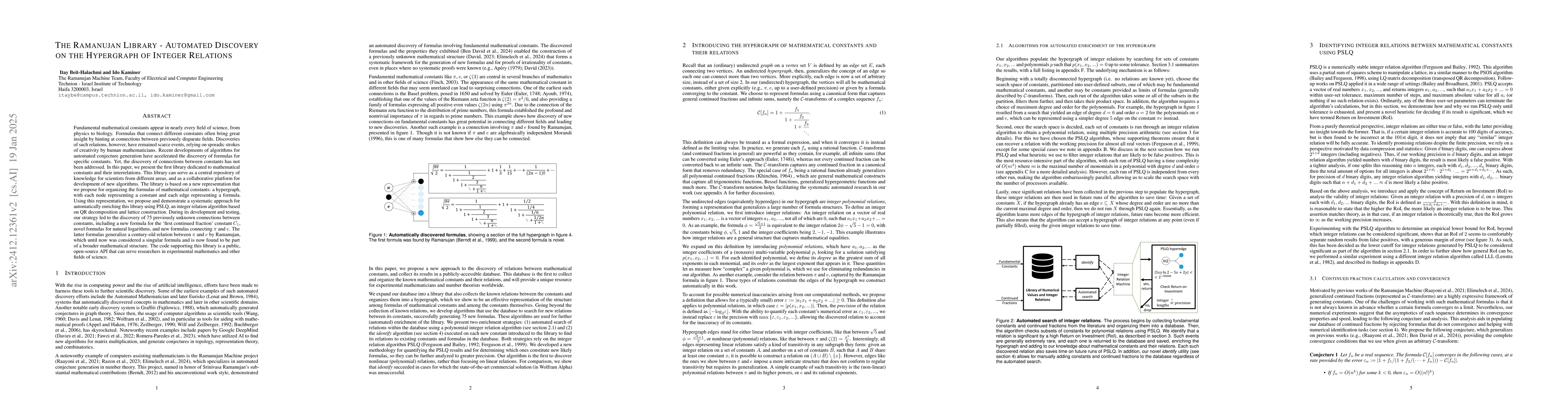 Thumbnail for The Ramanujan Library -- Automated Discovery on the Hypergraph of
  Integer Relations