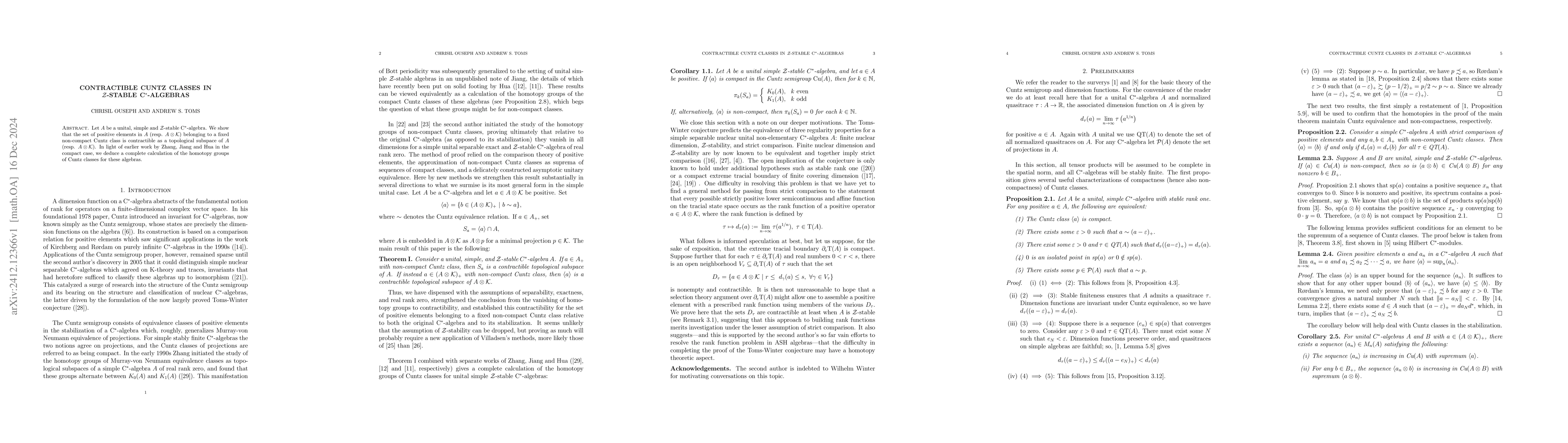Thumbnail for Contractible Cuntz classes in $Z$-stable C$^*$-algebras