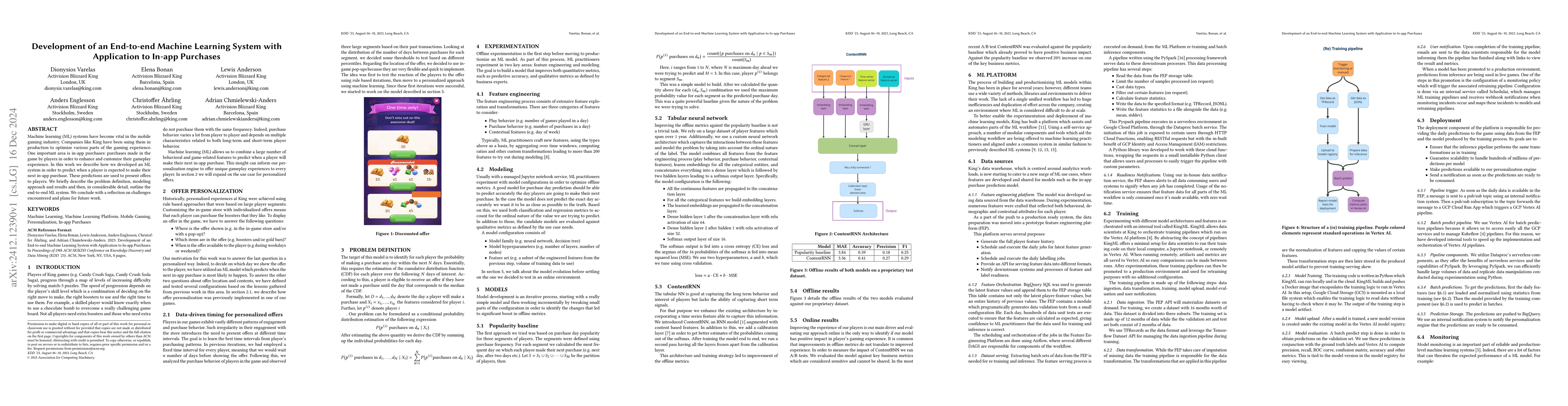 Thumbnail for Development of an End-to-end Machine Learning System with Application to
  In-app Purchases