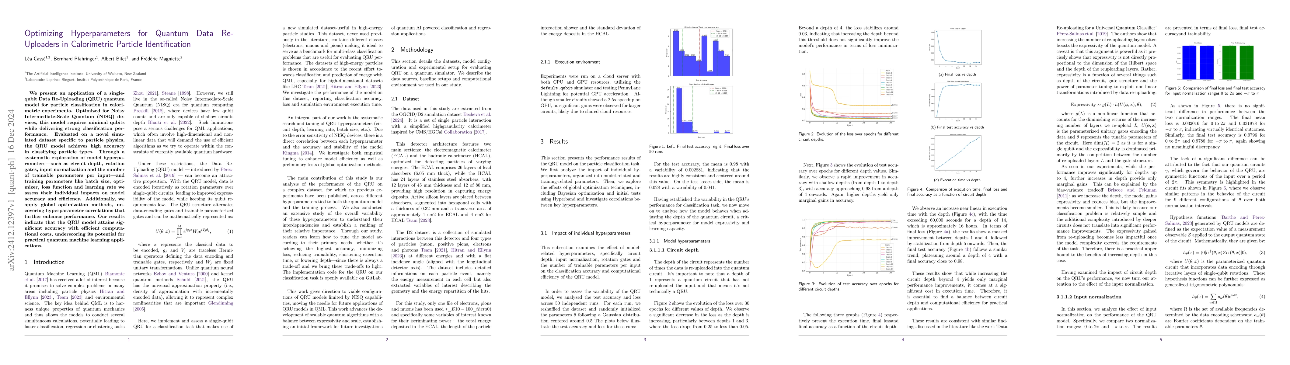 Thumbnail for Optimizing Hyperparameters for Quantum Data Re-Uploaders in Calorimetric
  Particle Identification