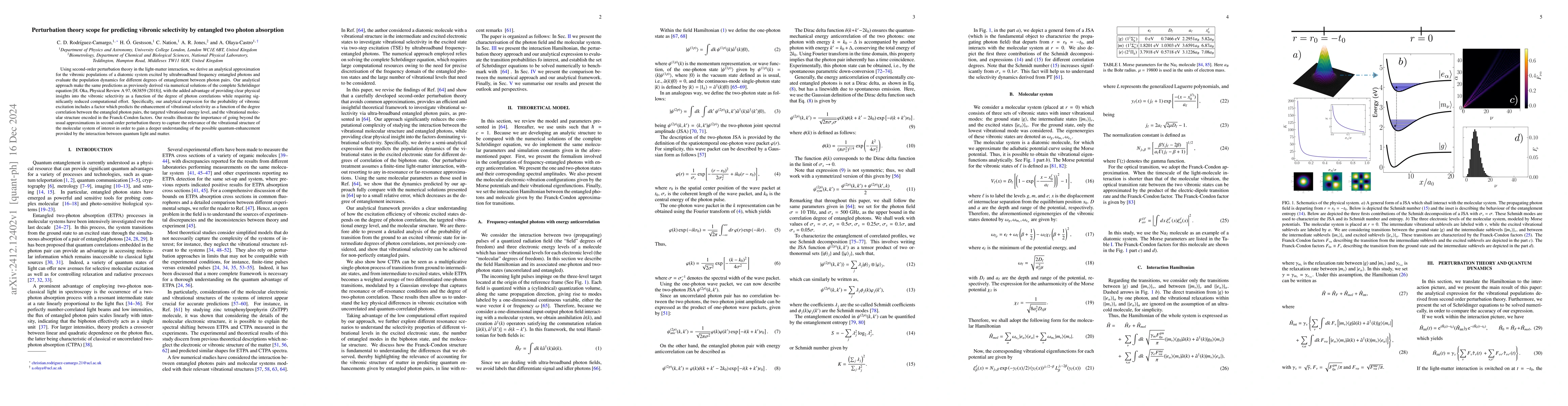 Thumbnail for Perturbation theory scope for predicting vibronic selectivity by
  entangled two photon absorption