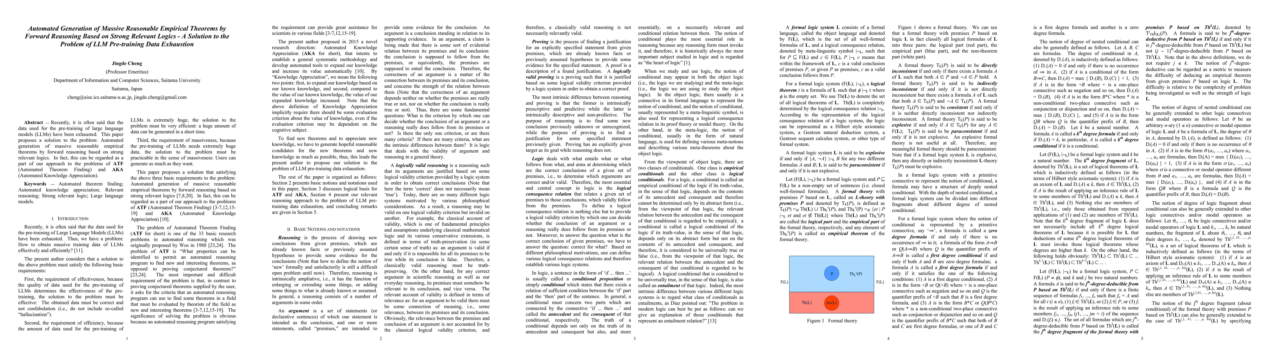 Thumbnail for Automated Generation of Massive Reasonable Empirical Theorems by Forward
  Reasoning Based on Strong Relevant Logics -- A Solution to the Problem of LLM
  Pre-training Data Exhaustion