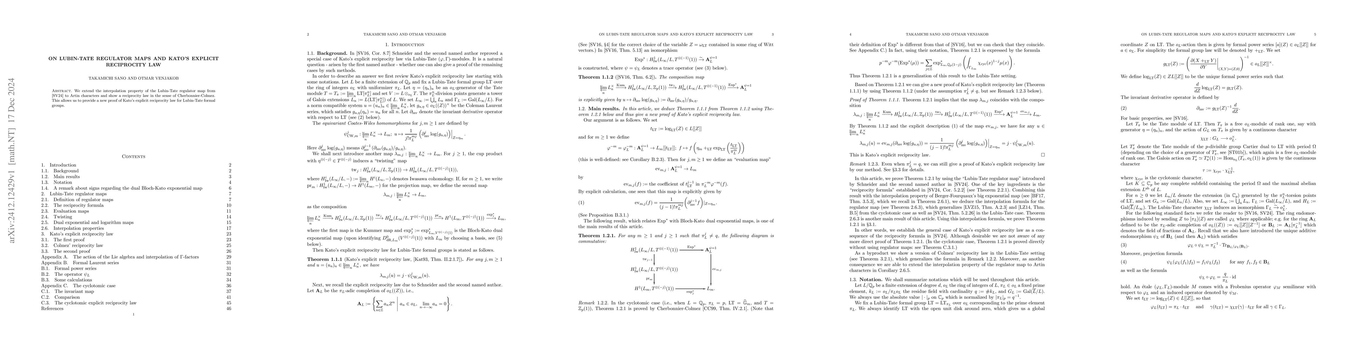 Thumbnail for On Lubin-Tate regulator maps and Kato's explicit reciprocity law
