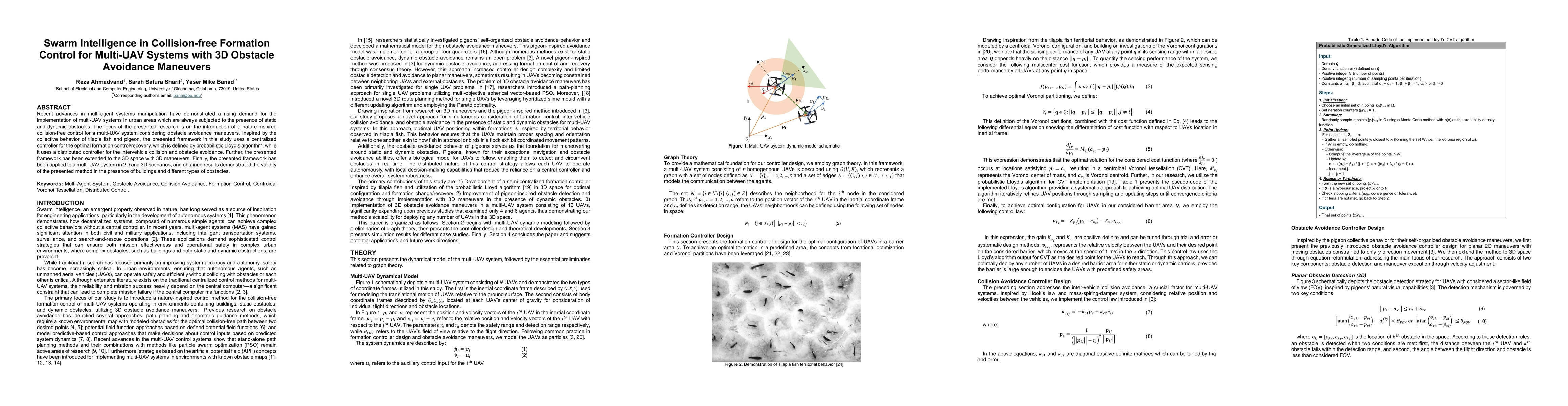 Thumbnail for Swarm Intelligence in Collision-free Formation Control for Multi-UAV
  Systems with 3D Obstacle Avoidance Maneuvers